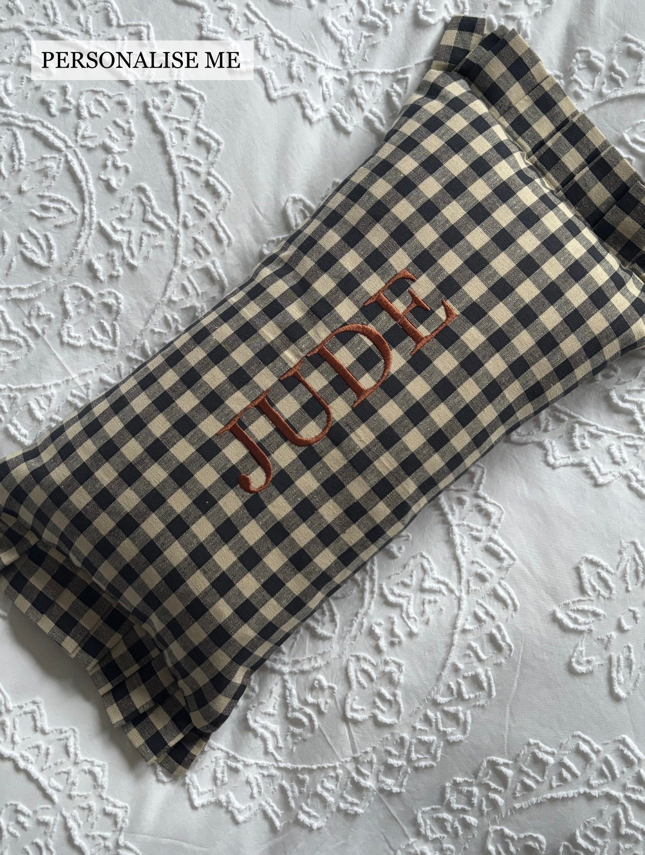 Navy Gingham Cushion