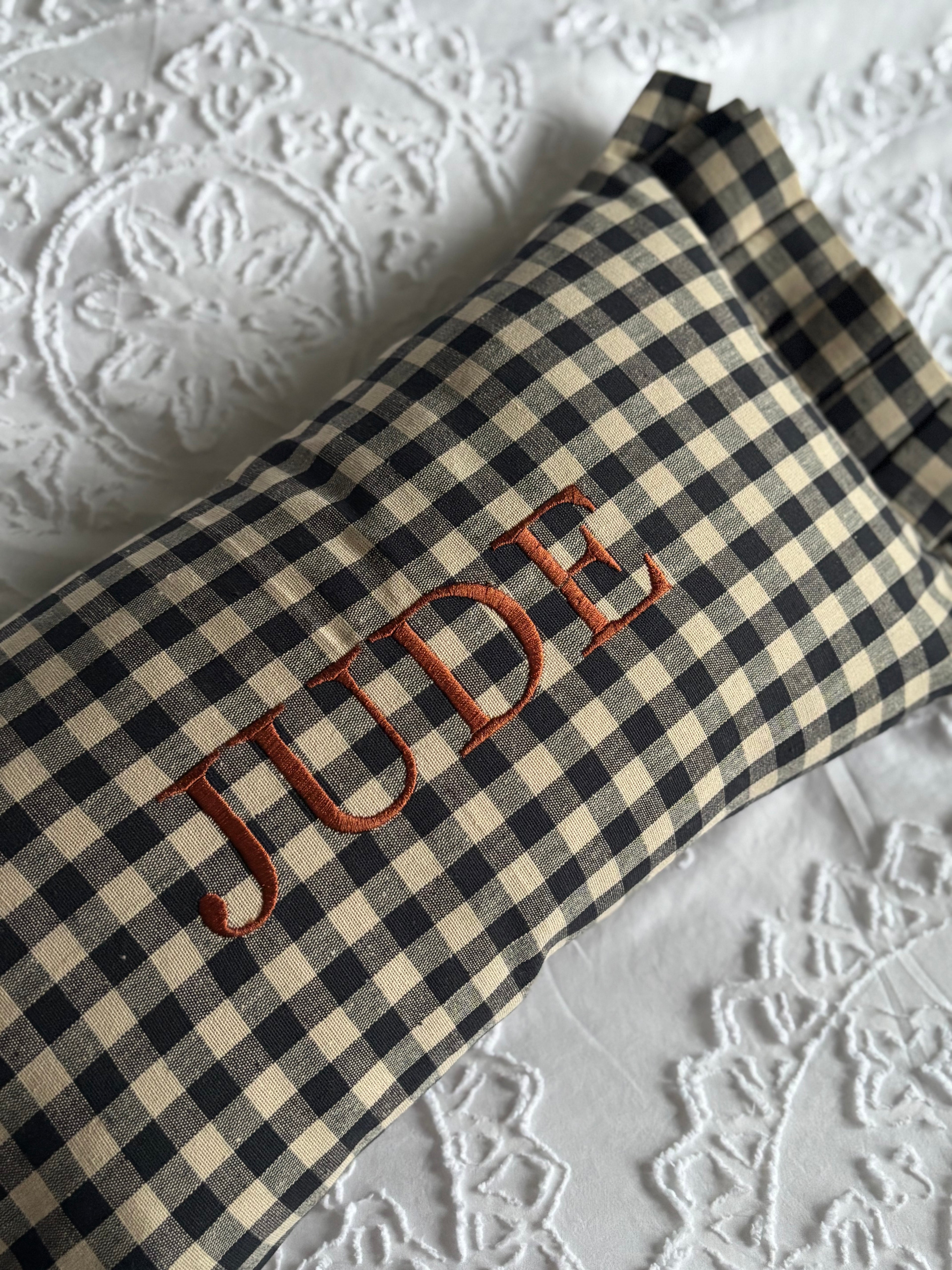 Navy Gingham Cushion